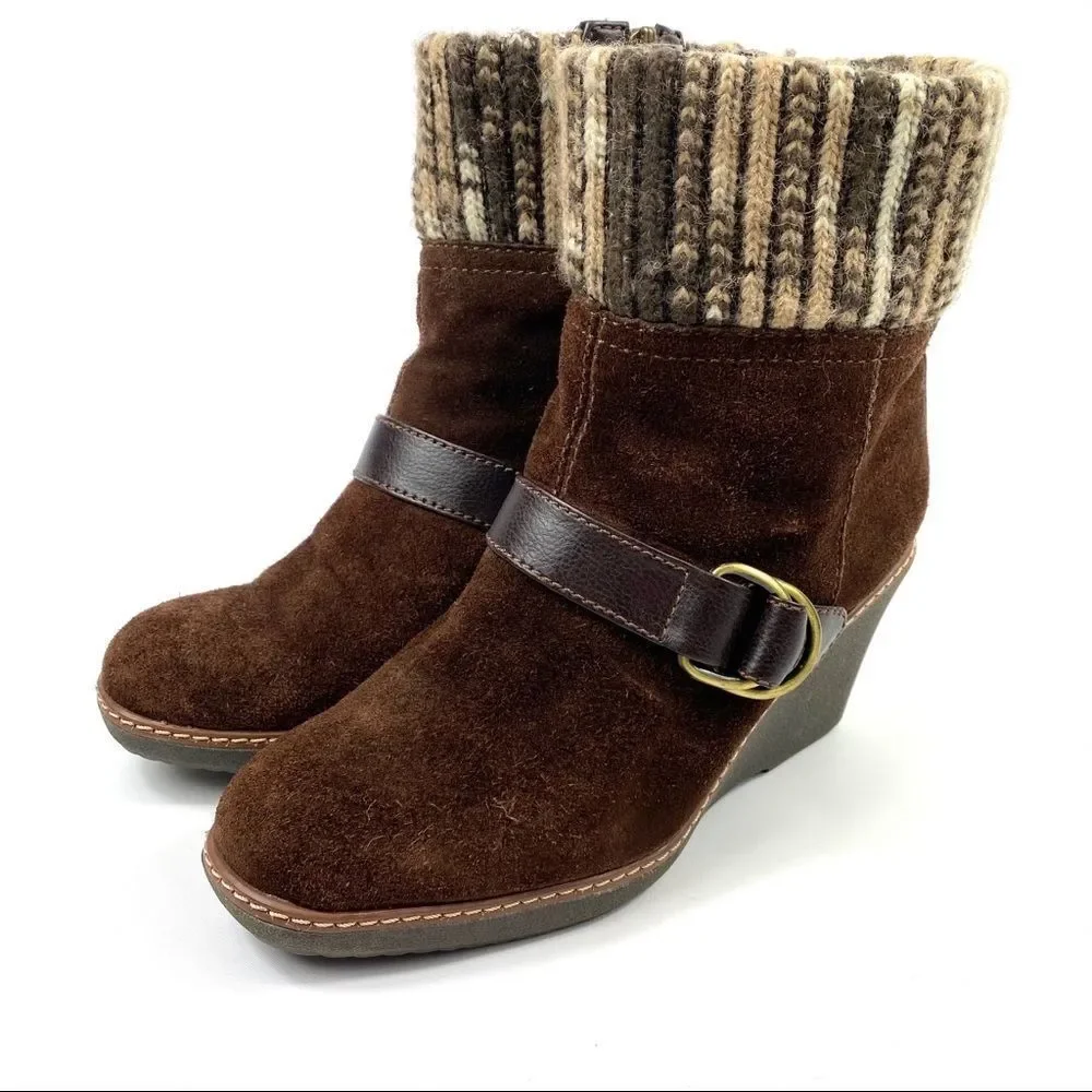 Naturalizer Kenning wedge bootie suede & knit 7.5